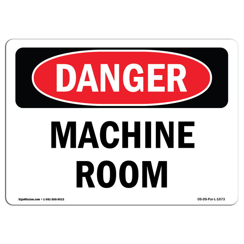 Machine Room Aluminum Sign 12 x 18, 18" H x 24" W x 0.1" D