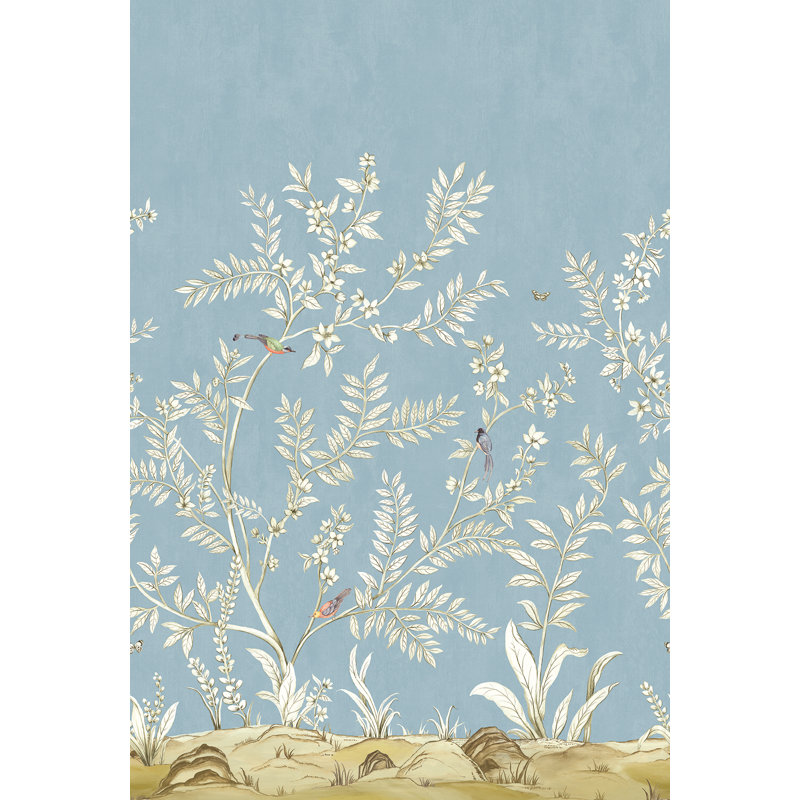 Vija 10' L x 81" W 3 - Panel Wall Mural, Century Blue