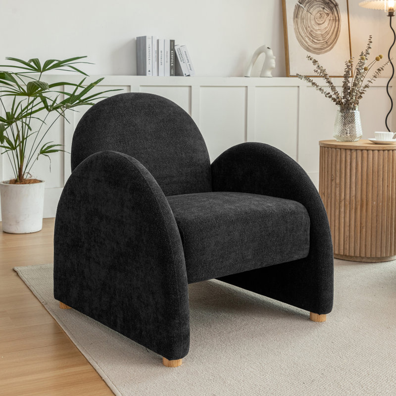 Jenele Upholstered  Boucle Armchair, Black Fabric