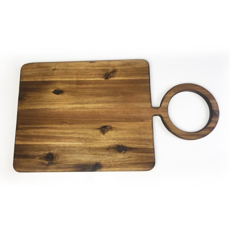 Planche à découper en bois d'acacia biologique pour cuisine avec poignée ronde creuse