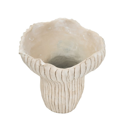 9.3x9x8.7" Sand and Cement Coral Planter with Textured Beige Finish