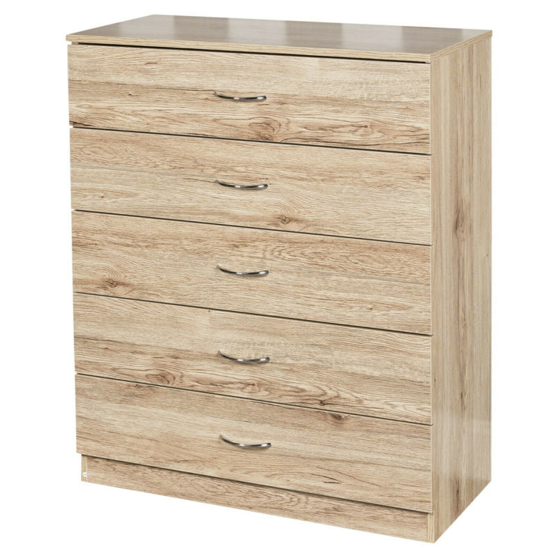 Keever 75cm W 5 - Drawer Chest of Drawers, Oak