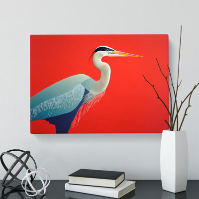 A Lively Heron Bird - Wrapped Canvas