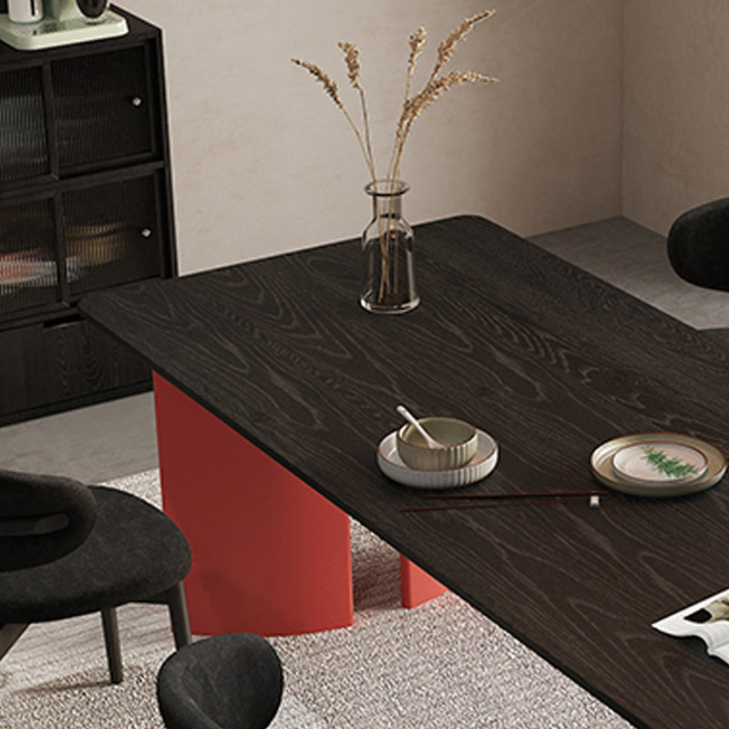 Table rectangulaire moderne en bois massif rouge et noir, H 29,52 po x L 86,61 po x l 35,43 po