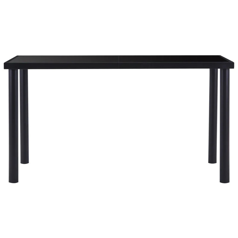Searcy Glass Top Metal Base Dining Table, 75cmH x 160cmL x 80cmW, Black