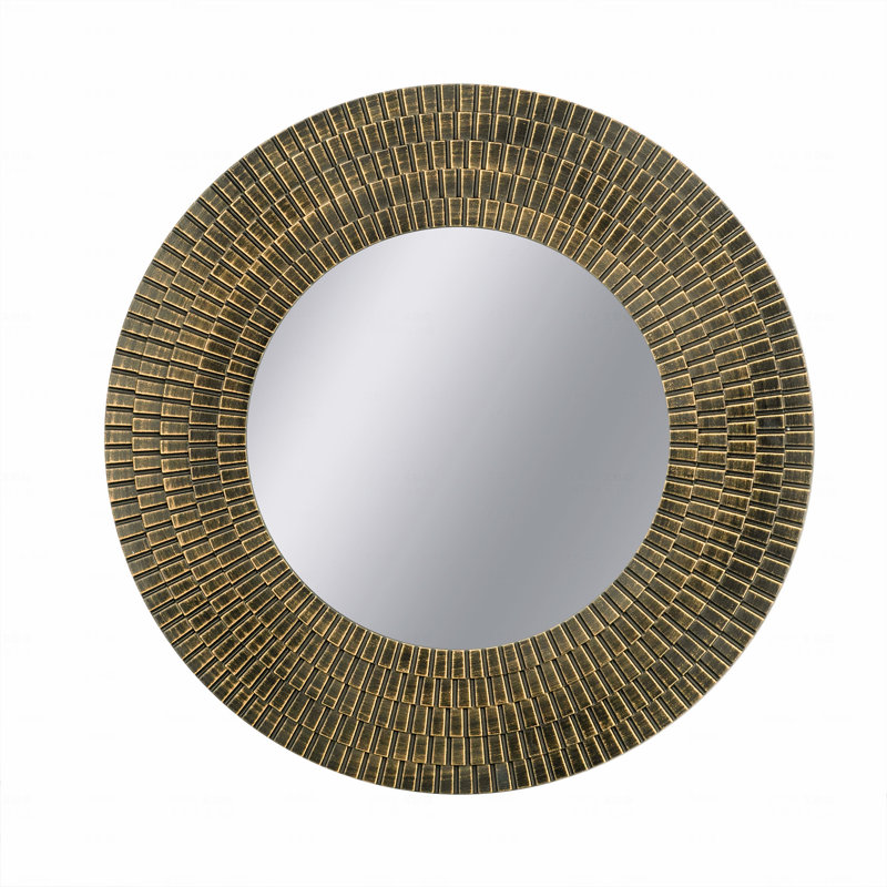 Miroir d'appoint rond doré et noir, Gold
