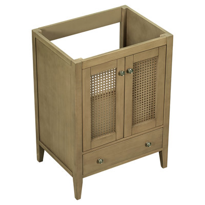 Base de meuble 24 po - Meuble-lavabo autoportant en bois massif et lavabo encastré de largeur naturelle 17,83 po