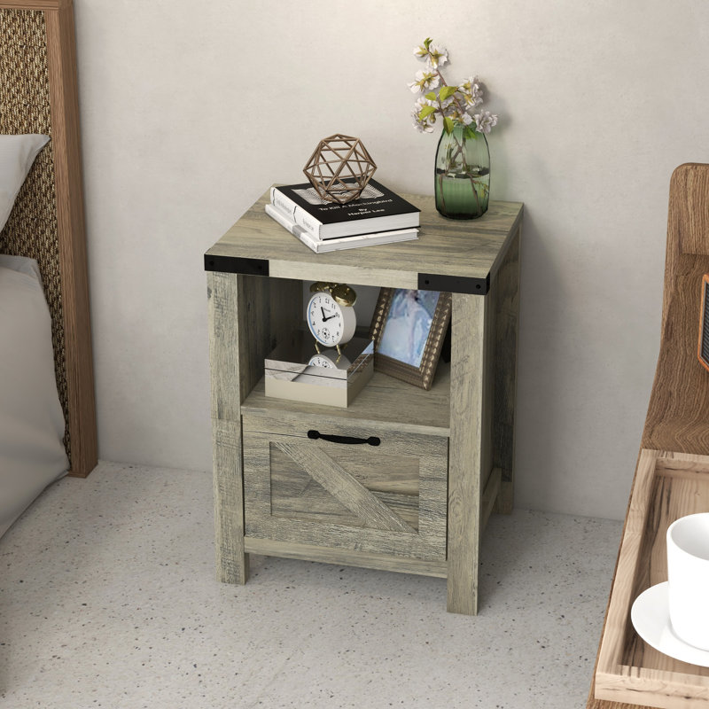 Table de bout avec rangement Christchurch, Chêne gris, Chêne gris
