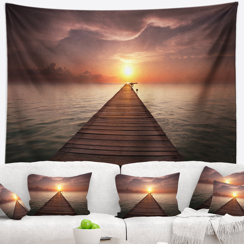 Tapisserie boardwalk de mer à l’intérieur du soleil, H 32 po x l 39 po