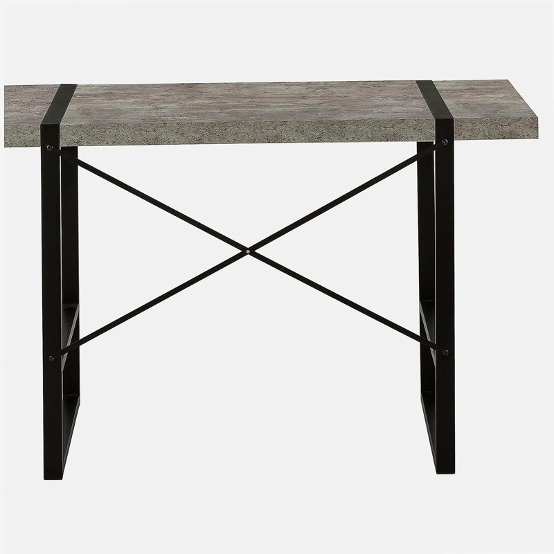 Bureau d'ordinateur, bureau personnel, ordinateur portable, l 48 po, travail, stratifié gris, métal noir, contemporain, moderne