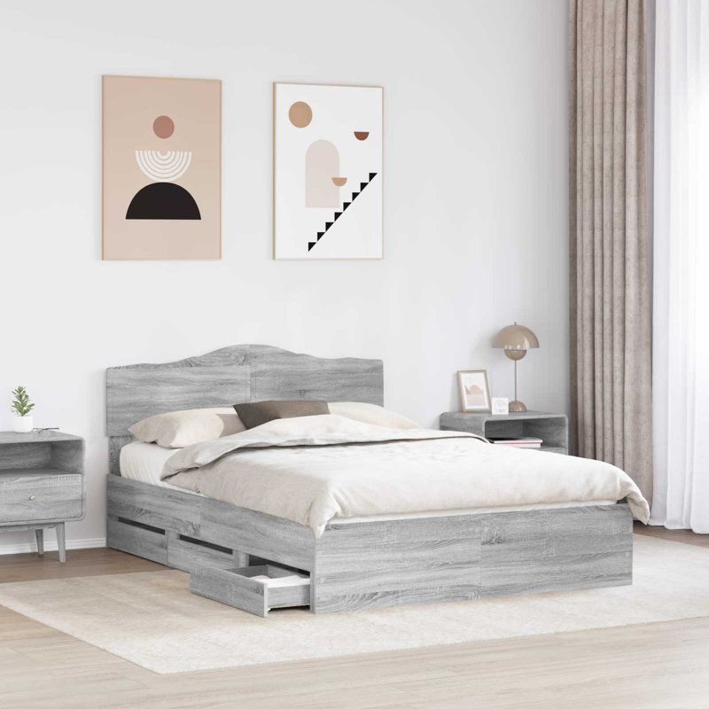 Bed, Grey Sonoma, European Kingsize (160 x 200 cm)
