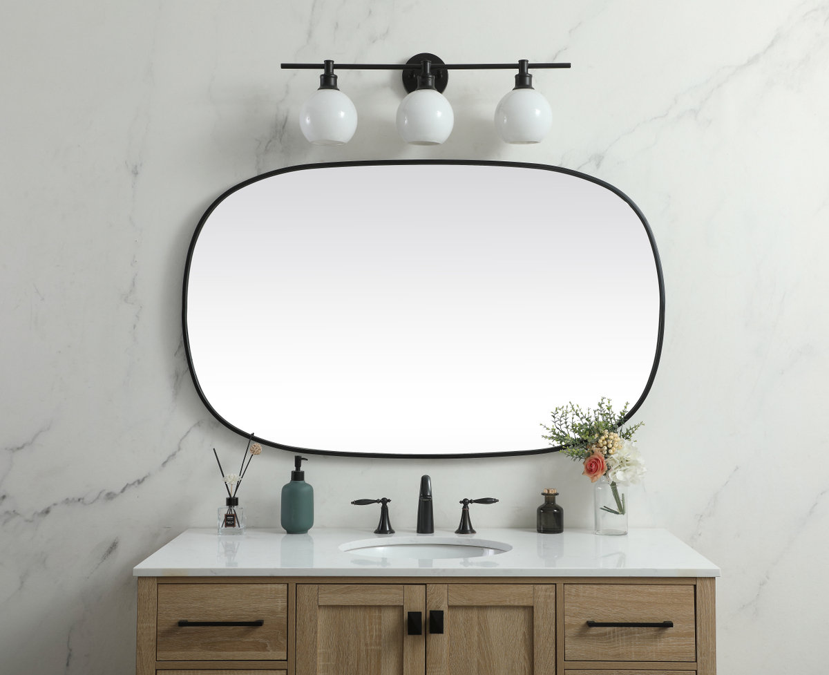 Bertin Metal Oval Wall Mirror, Black, 48"  x 30" 