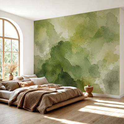 Wall Mural Peel and Stick Wallpaper Light olive green abstract Self-Adhesive Removable Contact Paper Wall Decor for Living Room Bedroom 69"H x 96"W
