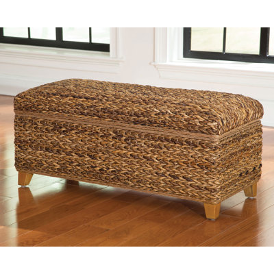 Laughton Hand-Woven Banana Leaf Storage Bench Amber