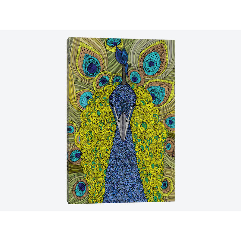 The peacock, impression sur toile tendue, H 26 po x l 18 po x P 1,5 po, Toile avec cadre noir