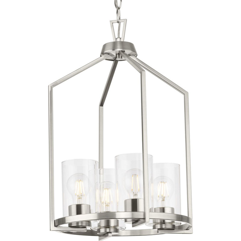 Luminaire suspendu géométrique à 4 lumières, Nickel brossé
