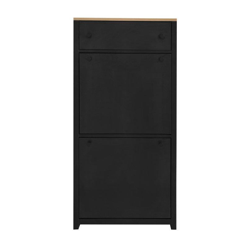 Functional Entryway Organizer with 2 Flip Drawers, Black