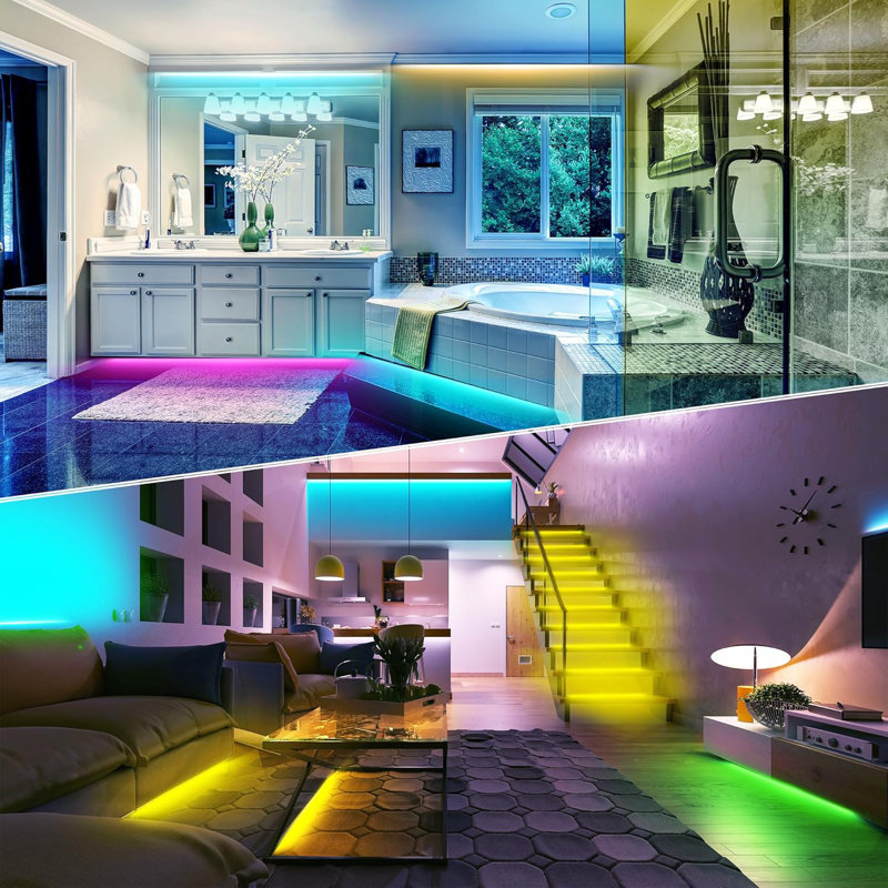 Led Lights For Bedroom 50Ft (1 Roll), Color Changing RGB Led Strip Lights With 60 Keys Remote And App Control, Music Sync Led Lights For Room Kitchen Party Home Decor