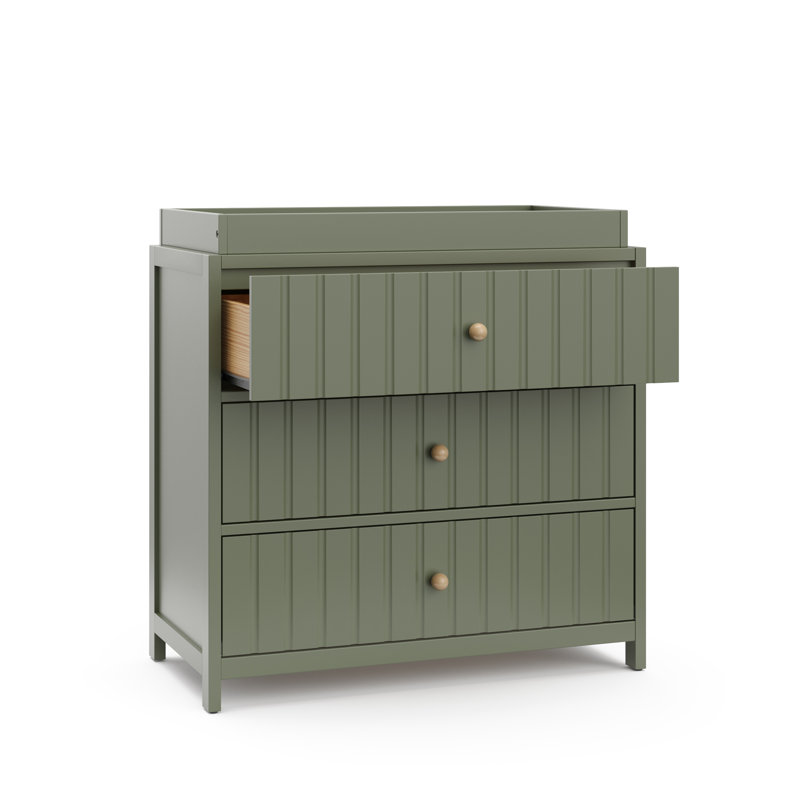 Commode 3 tiroirs avec plateau à langer Graco Teddi, Olive