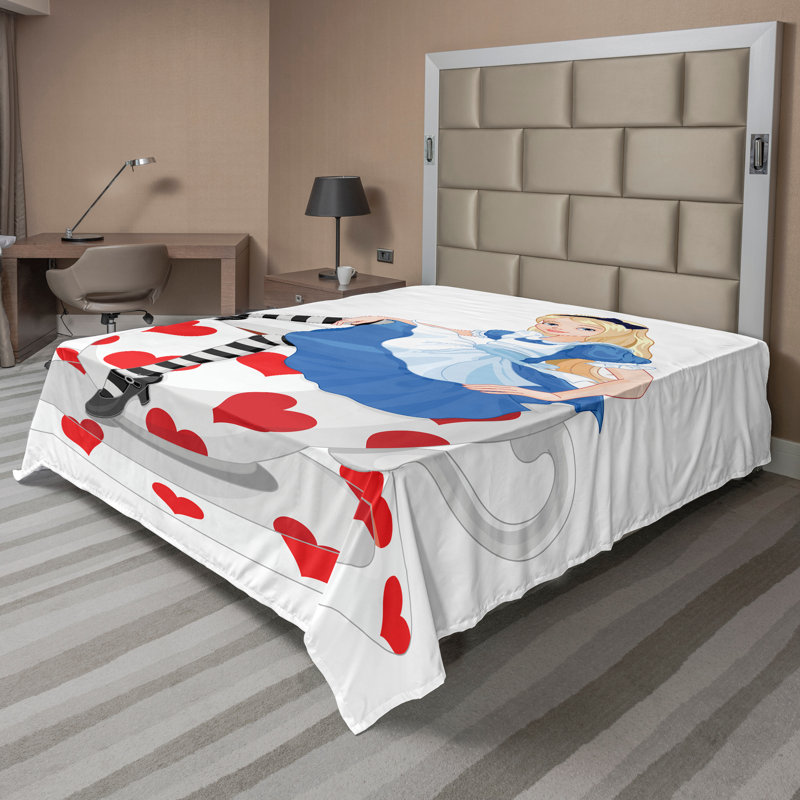 Multicolore Ambesonne Alice au pays des merveilles avec drap plat et thé, Drap plat grand