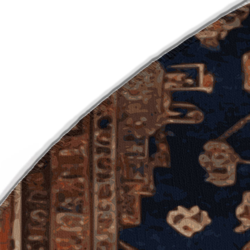 Turkish Brown Indoor and Outdoor Area Rug, Round 5'