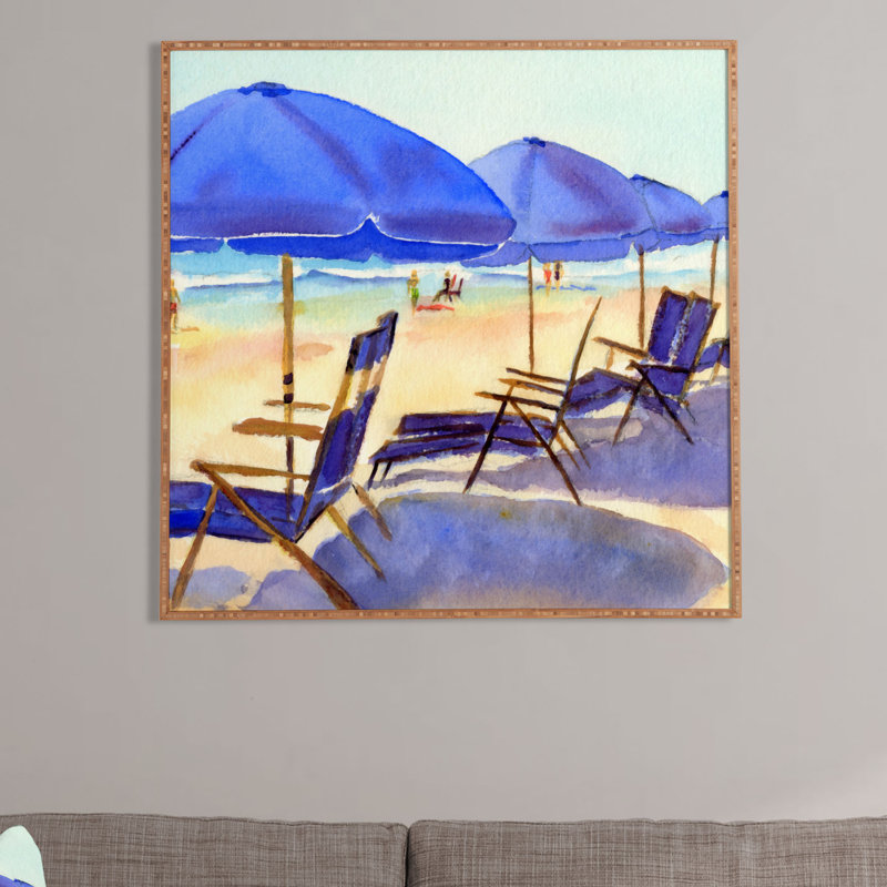 Chaises de plage, reproduction d’art encadrée