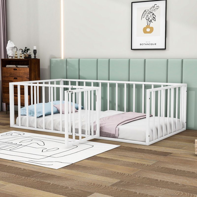 Lit plateforme en métal Micaih, Simple, Blanc