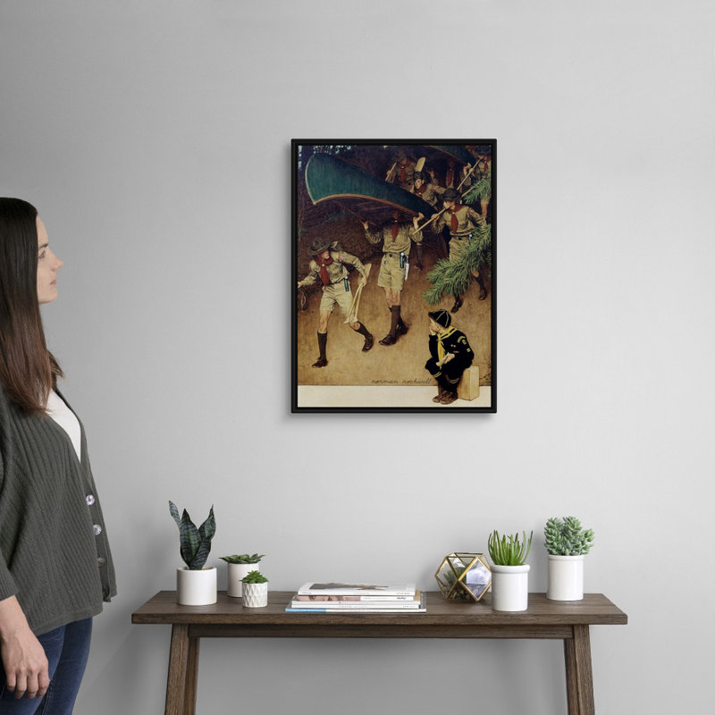 Hommes sur toile, art mural, H 26 po x l 20 po x P 1,75 po, Cadre flottant noir