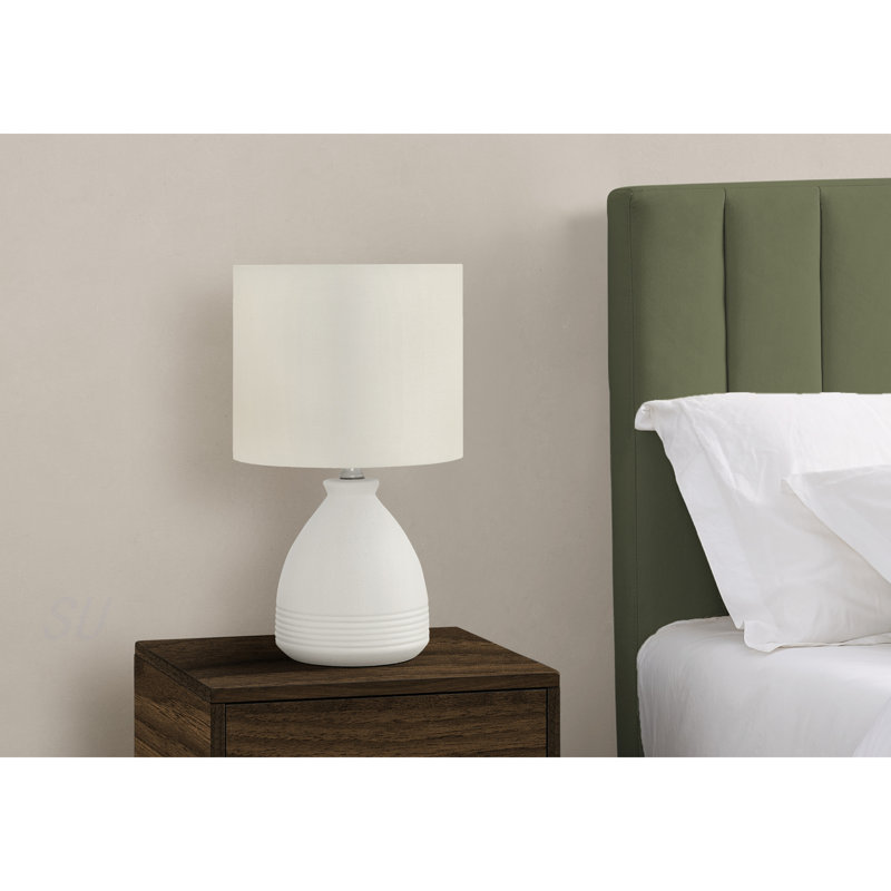 Lighting, H 17 po, lampe de table, céramique crème, abat-jour ivoire / crème, moderne