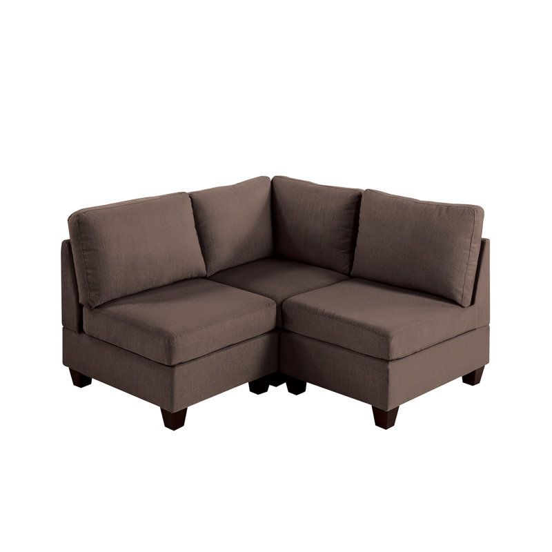 Café noir modulaire - 3 pièces, siège en tissu d'aspect lin avec structure en bois robuste, mobilier et fabrication 3 pièces