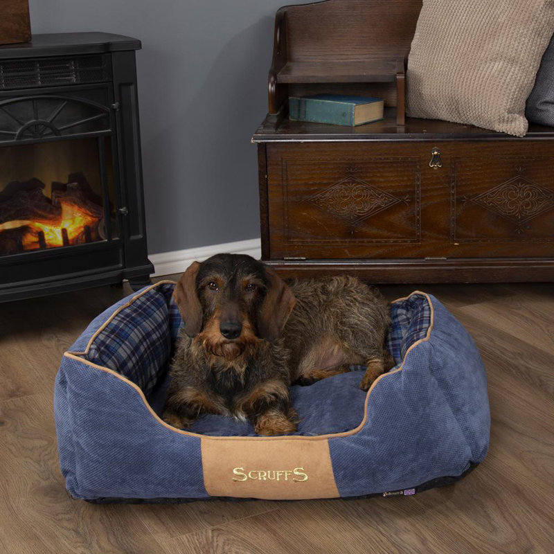 Highland Polyester Pet Bed, Blue/Black/Brown, 16cm H x 50cm W x 40cm D