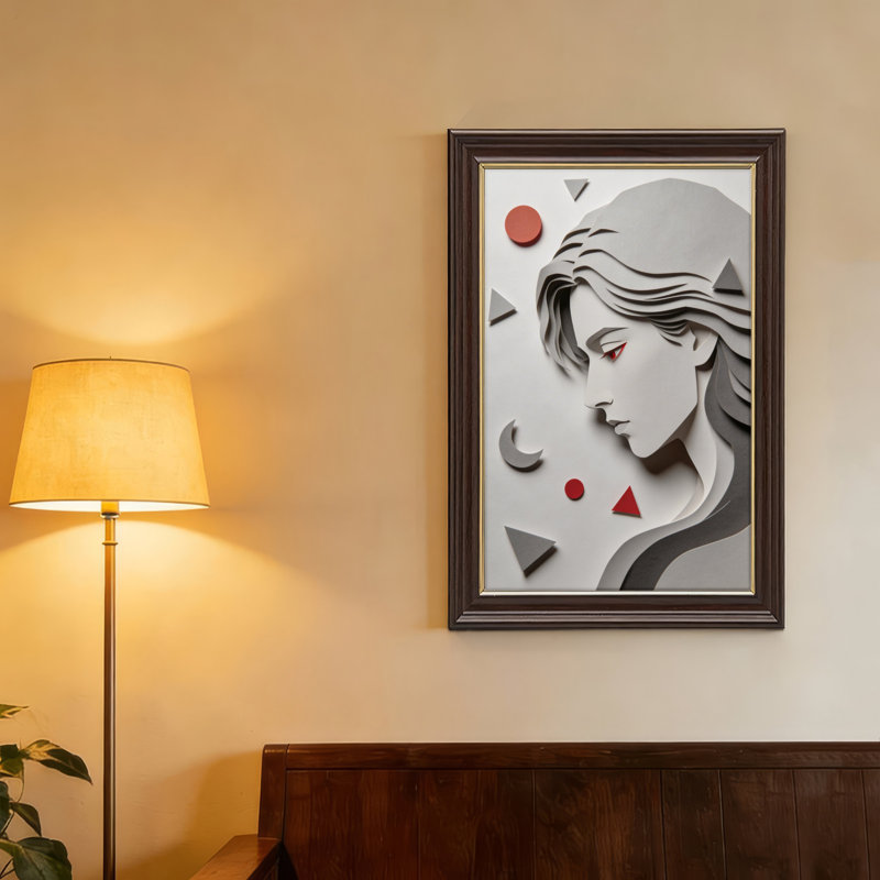 Antique Gold Framed，Canvas Wall Art for Living Room, Bedroom, Office or Entryway – Decorative Wall Decor with Abstract Portrait