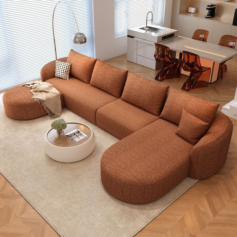 Ensemble de canapé modulaire Boneless, H 33,86 po x l 138,6 po x P 72 po, Orienté à droite, Orange