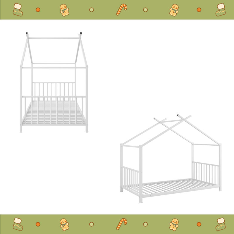 Lit plateforme simple en métal, Blanc