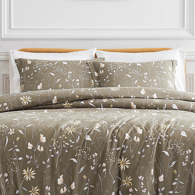 Secret Meadow Collection Microfiber Reversible Comforter Set by Southshore Fine Linens, Olive Brown