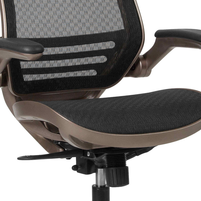 Fauteuil de direction en filet à dossier moyen avec accoudoirs rabattables Mignone