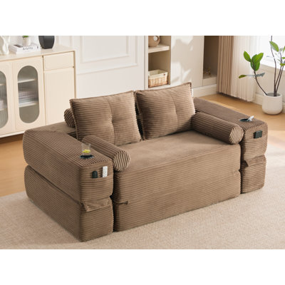 Corduroy Convertible Sleeper Sofa With No Assembly
