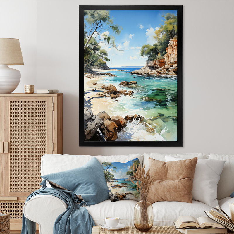 «Dominic Coastal Splendor» sur toile, H 32 po x l 24 po x P 1 po, Cadre photo noir