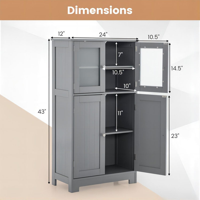 Florena Bathroom Cabinet, Gray