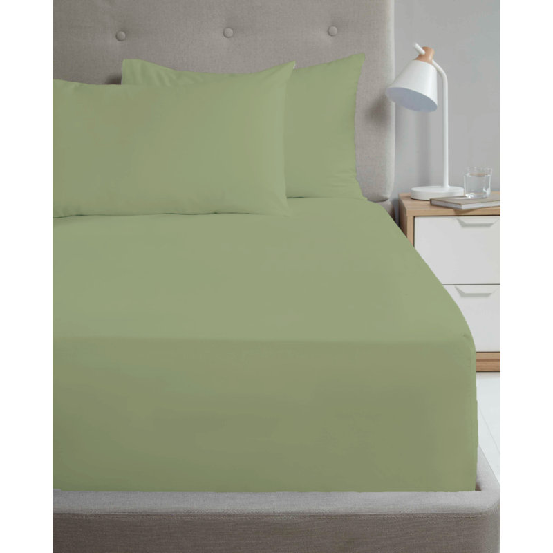 Maebree Cotton Blend/Polyester Percale Flat Sheet, Single, Soft Green