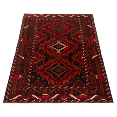 One-of-a-Kind Rectangle 3'7" X 6'0" New Age Wool Area Rug Dark Red