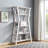 Modern Display Cabinet 4- Tier Open Shelving with Center Drawer in White Oak