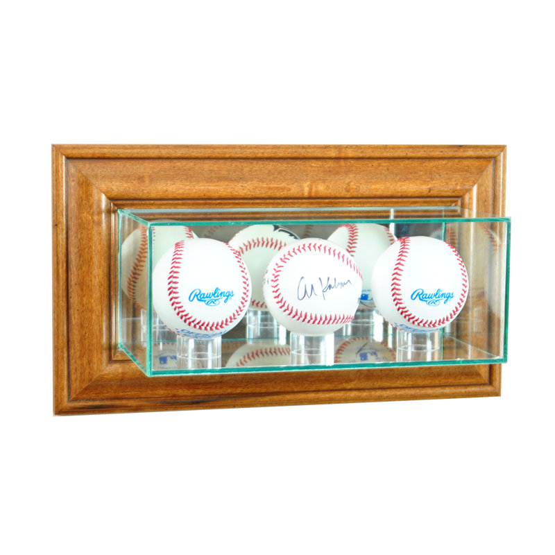 Triple vitrine murale de baseball, Noyer