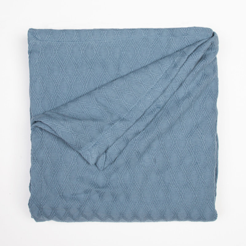 Couverture en mélange de coton eucalyptus, Bleu, Simple