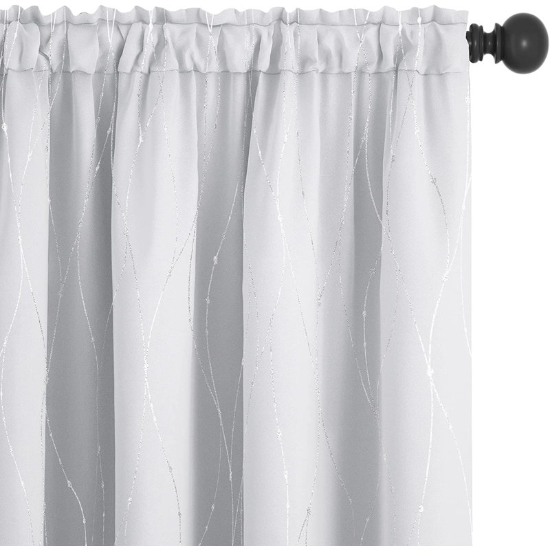 Flurin Room Darkening Curtain Pair, Grayish White, 52" W x 63" L