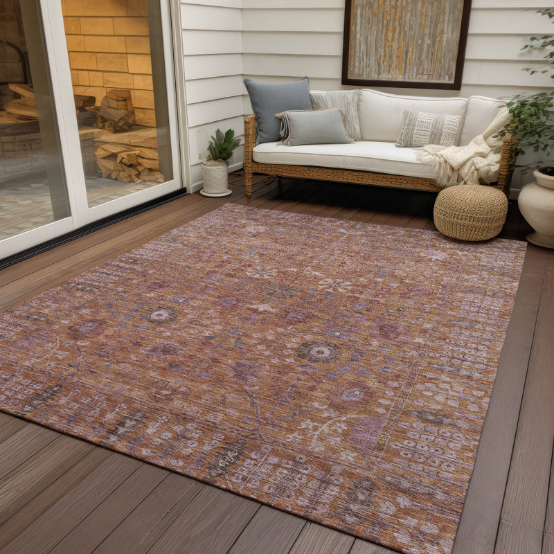 Machine Washable Indoor/Outdoor Kaczor ACN2231 Global Rug, Rectangle 8' x 10'