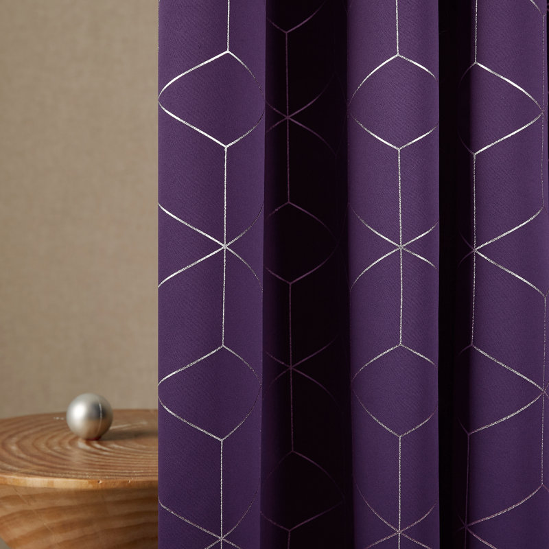 Bost Room Darkening Thermal Curtains, Purple Grape, Width 140 x Drop 229 cm