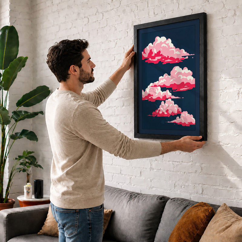 Dreaming In Coral Modern - Print, Oak, A3 - 42.0 x 29.7 cm