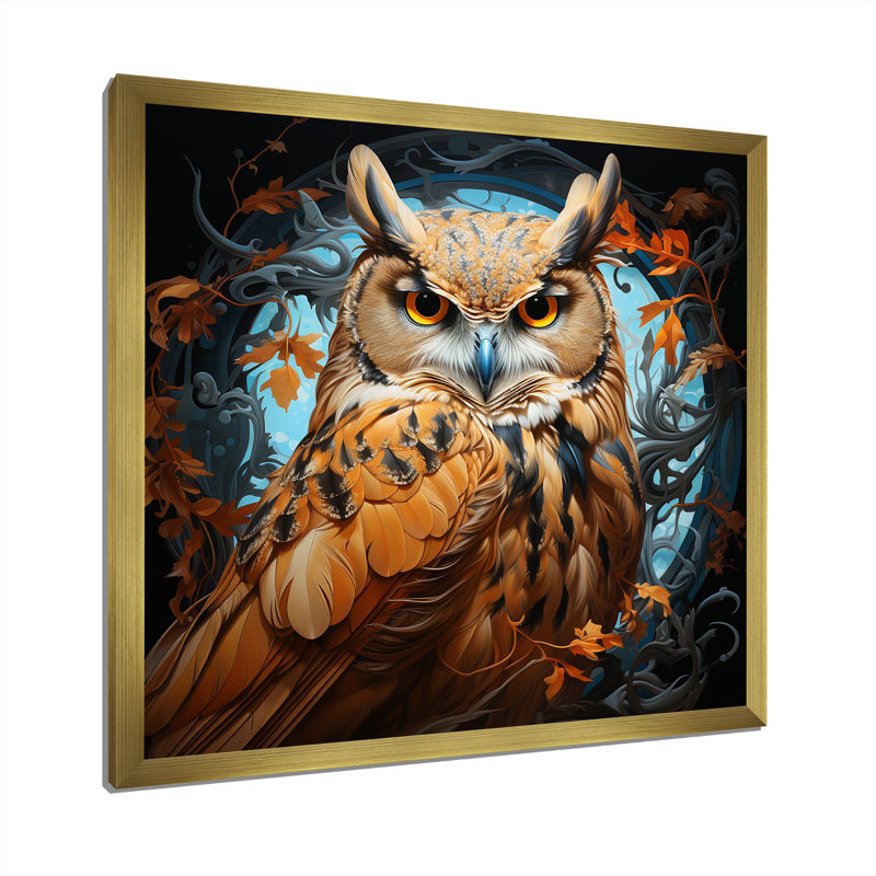 Owl Twilights Mystique, Cadre doré simple, H 24 po x l 24 po x P 1 po