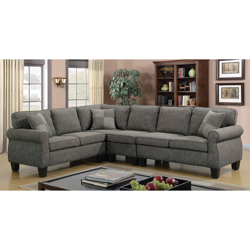 Modulaire réversible large 106,75 po Roger, Mélange de polyester gris foncé